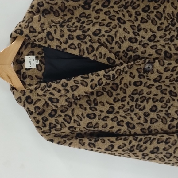 Ellison one button coat jacket size large fleece feel with pockets animal print - Picture 3 of 11